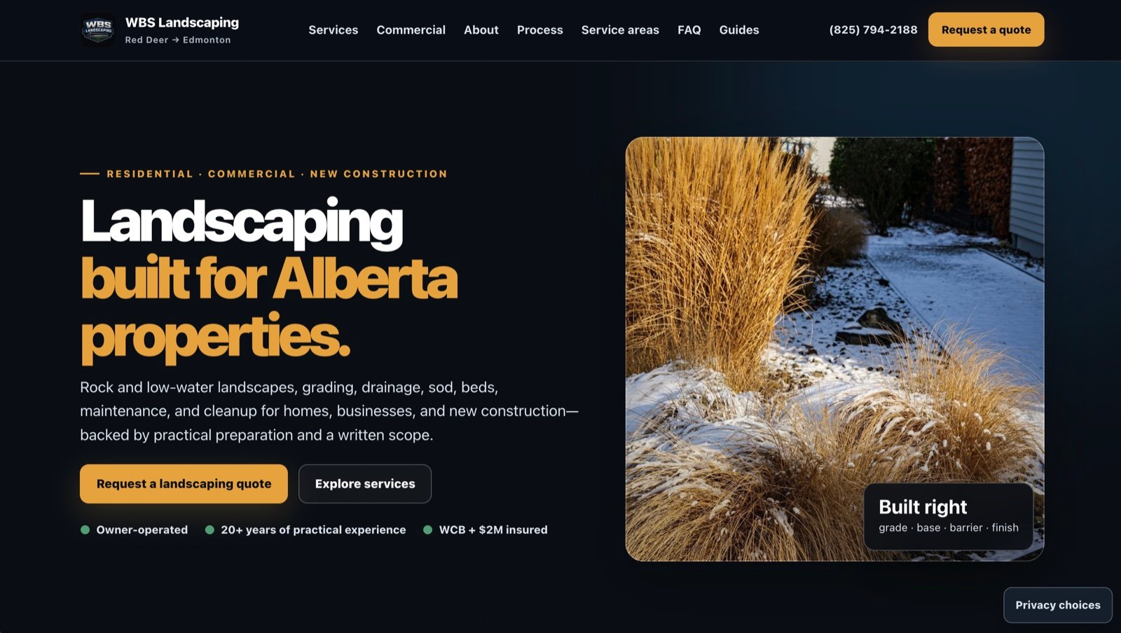 WBS Landscaping website project preview